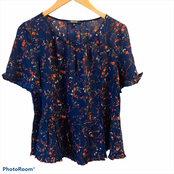 MADEWELL Silk Stanza Ruffle Hem Blouse - Picture 4 of 8